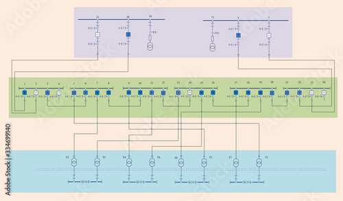 Electric wiring diagram for power transformers