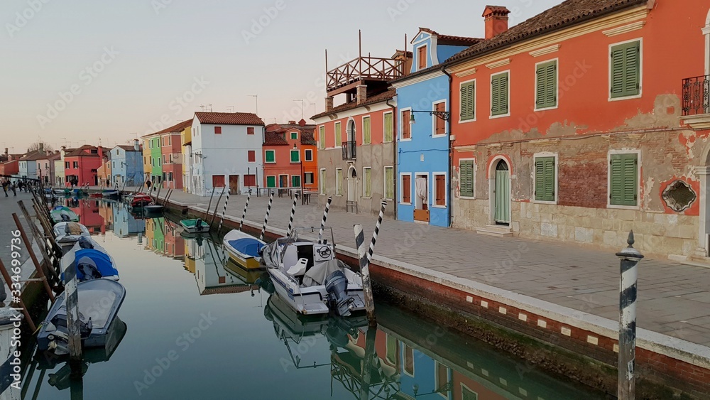 Colorful buildings in Burano, Venice Italy