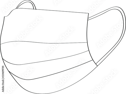 Medical mask outline symbol, protection against viruses and diseases transmitted by airborne droplets. Vector illustration for outlines design and web isolated.  Coronavirus, Covid-19, Coronaviridae.