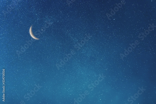 Fényképezés Night Sky and Moon, Stars, Ramadan Kareem Celebration