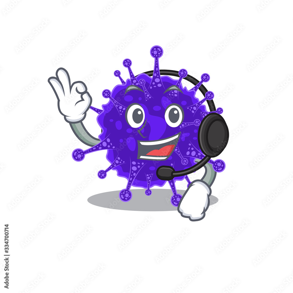 A gorgeous nidovirales mascot character concept wearing headphone
