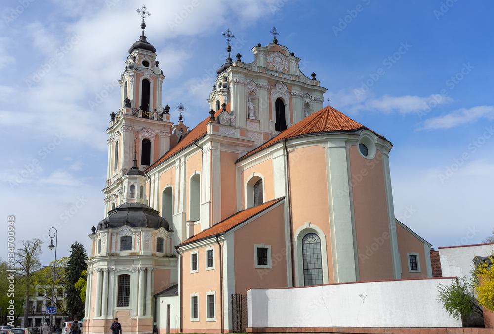 April 27, 2018 Vilnius, Lithuania, Church of St. Philip and St. Jacob in Vilnius.