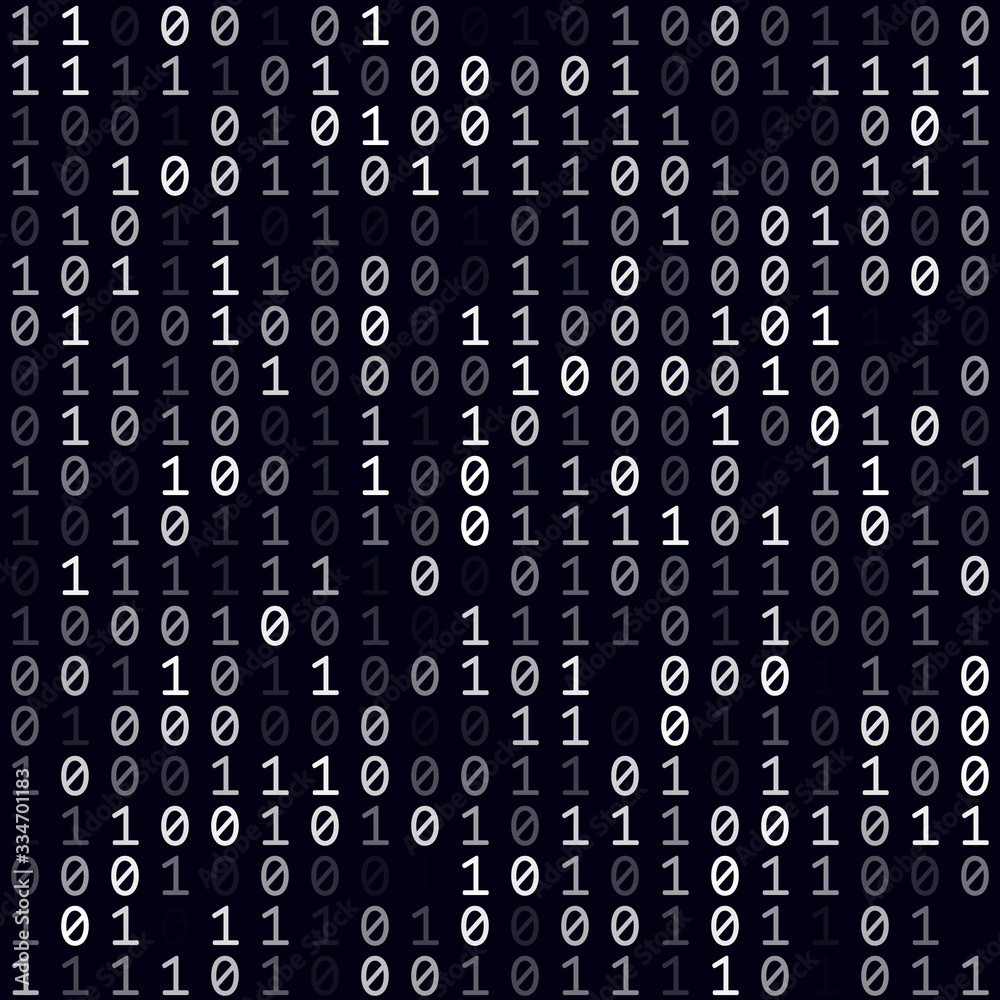 Digital background. White filled binary background. Small sized ...