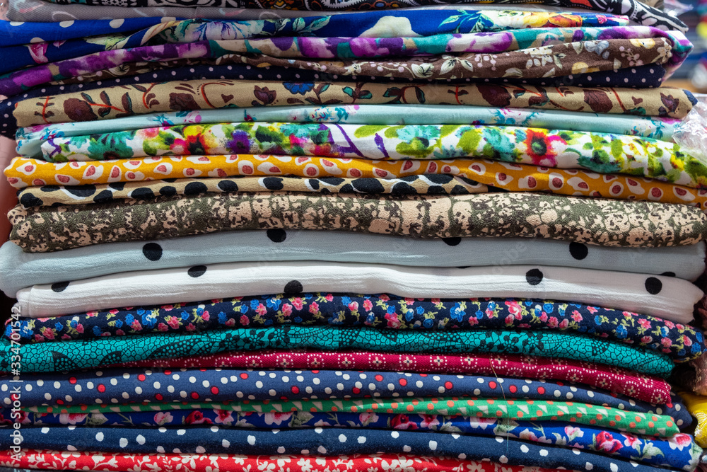 Colorful silk scarfs in the Thai white ethnicity village Colorful silk scarfs in the Thai white ethnicity village