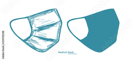 Two medical masks isolated on white background.