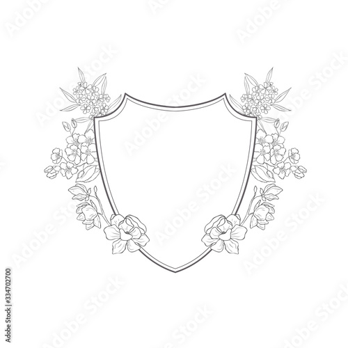 Floral botanical frame and monogram.