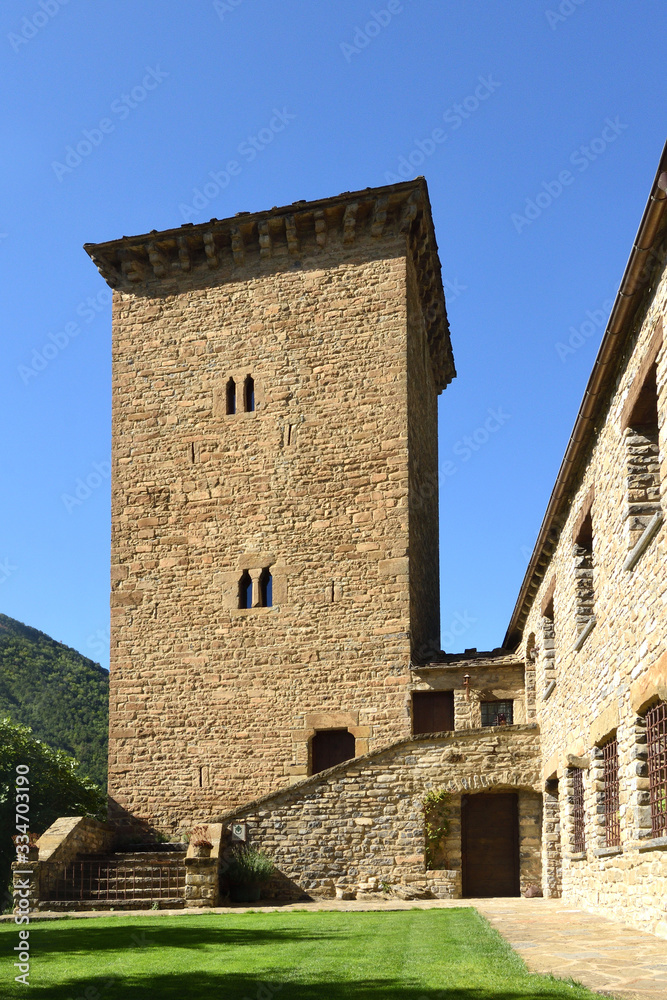 defensive tower and prison of Oto, Huesca province, Aragon, Spain defensive tower and prison of Oto, Huesca province, Aragon, Spain