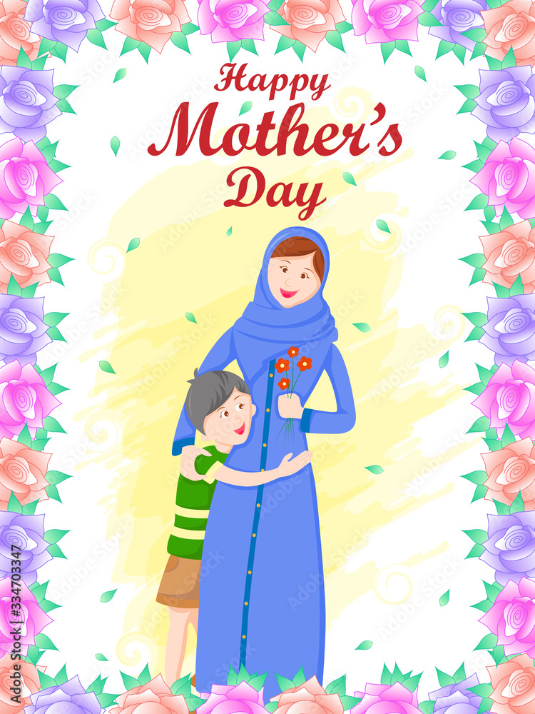 vector illustration of Happy Mother's Day greetings background with mother and kid showing love and affection relationship vector illustration of Happy Mother's Day greetings background with mother and kid showing love and affection relationship