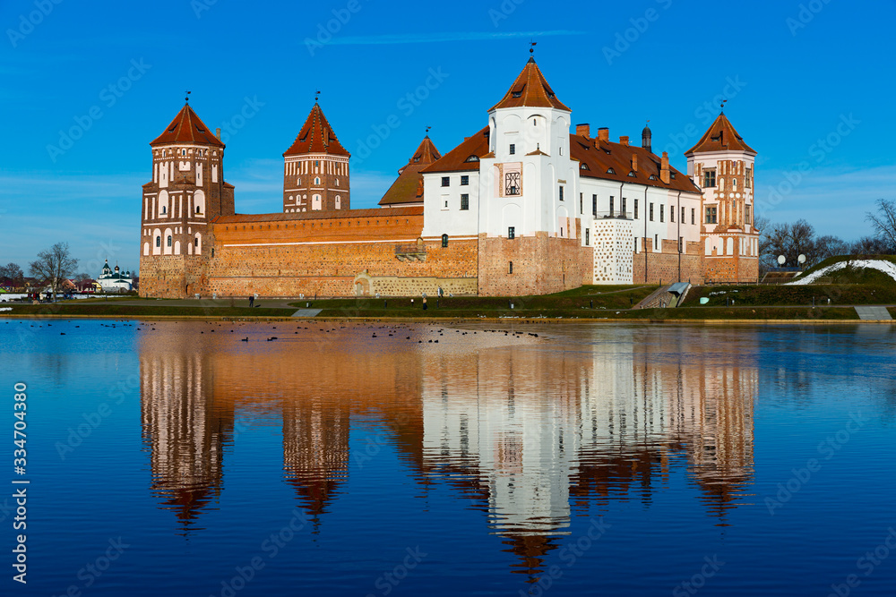 Mir Castle on Miranka river, Belarus