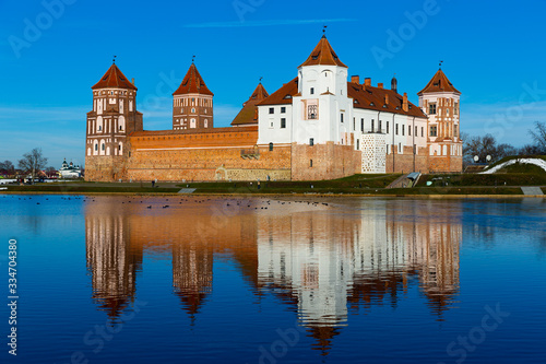 Mir Castle on Miranka river, Belarus