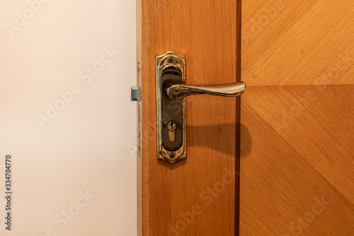 close up view of the door handle,Rust