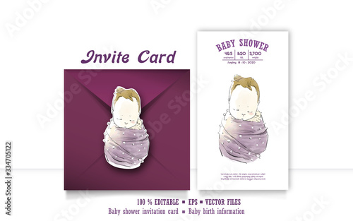 An image of a newborn baby for assembling a cute baby shower card.
