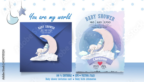 An image of a newborn baby for assembling a cute baby shower card.