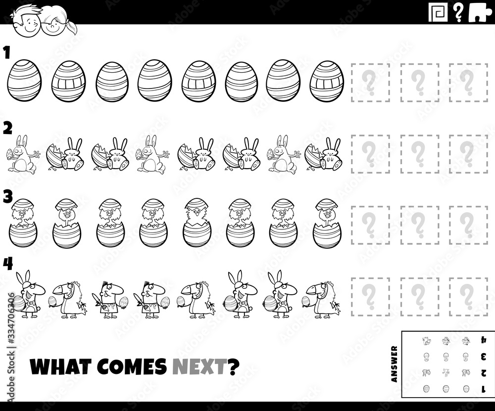 Fototapeta premium pattern game with Easter characters color book page