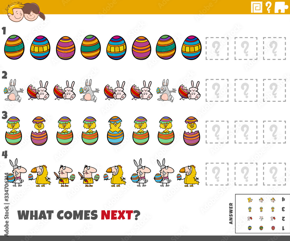 educational pattern game for kids with Easter characters