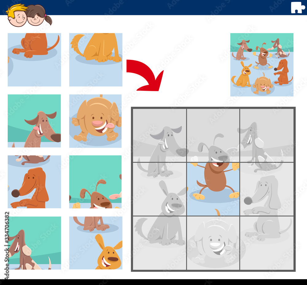 jigsaw puzzle game with cute dog characters