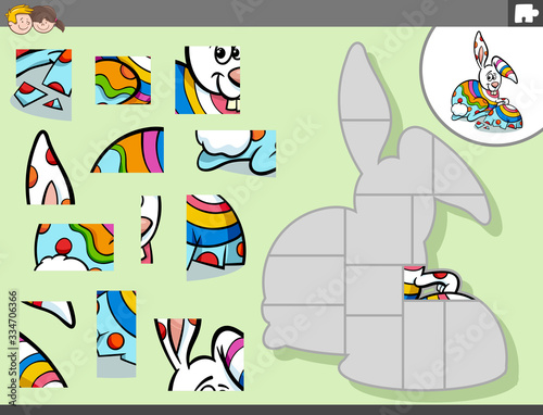 jigsaw puzzle game with cartoon Easter bunny