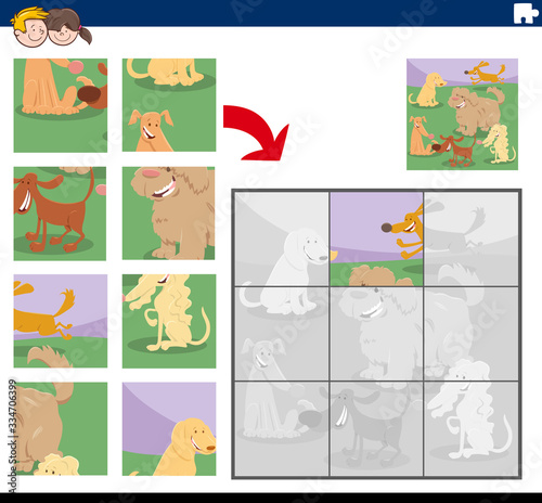 jigsaw puzzle game with happy dog characters