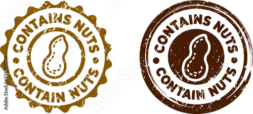 Contains Nuts stamps. Circle shape. Vector file. Grunge texture.