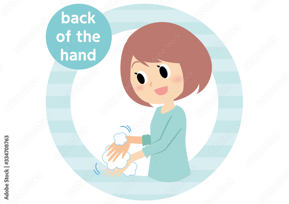 女性の手洗い　手の甲