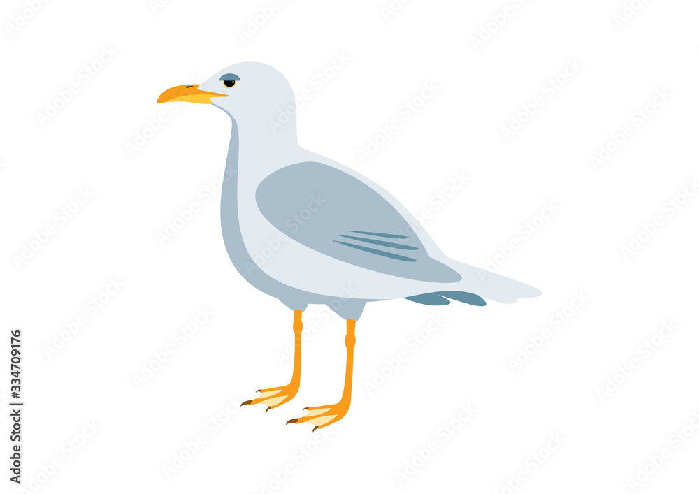 Seagull bird icon vector. Seagull isolated on a white backgound. Standing seagull clip art. Gull vector illustration Seagull bird icon vector. Seagull isolated on a white backgound. Standing seagull clip art. Gull vector illustration