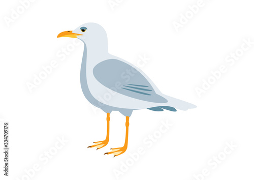Seagull bird icon vector. Seagull isolated on a white backgound. Standing seagull clip art. Gull vector illustration