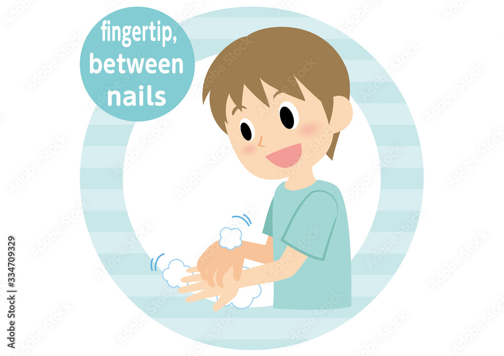 男性の手洗い　指先と爪の間