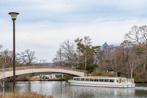 Onuma Quasi-National Park. Sunny day scenery landscape. Oshima Subprefecture, Town Nanae, Hokkaido, Japan photo