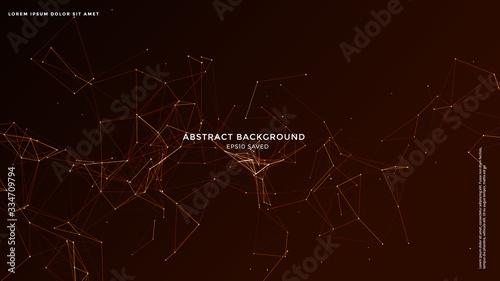 Digital, communication and technology background with lines and dots. Network connection.