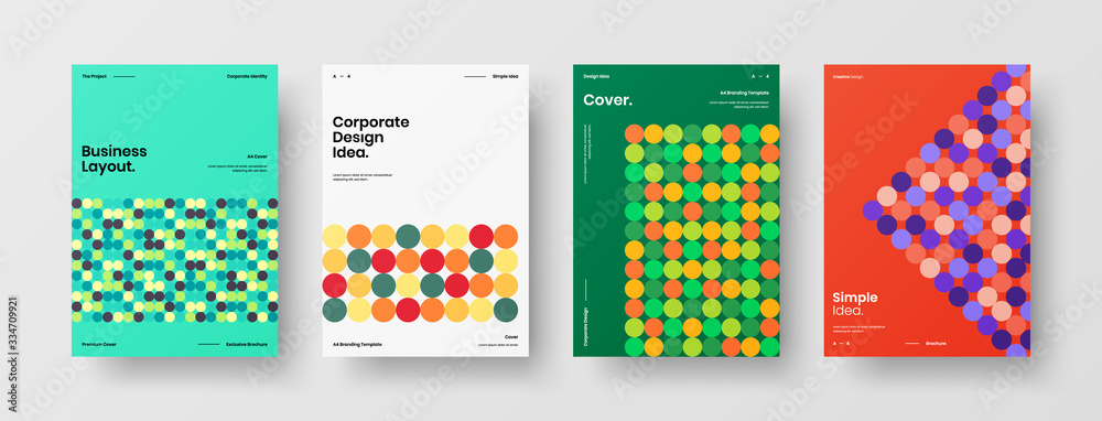 Company identity brochure template collection. Business presentation vector A4 vertical orientation front page mock up set. Corporate report cover abstract geometric illustration design layout bundle. Company identity brochure template collection. Business presentation vector A4 vertical orientation front page mock up set. Corporate report cover abstract geometric illustration design layout bundle.