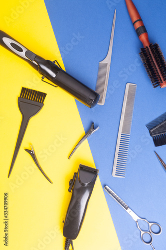 Barber haircuts and beauty salons banners flyers card template Inspired by fashion professional hairdresser tools