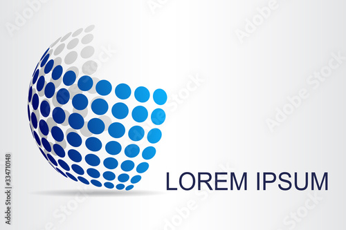 Abstract technology logo stylized spherical surface with abstract shapes. This logo is suitable for global company, world technologies, media and publicity agencies