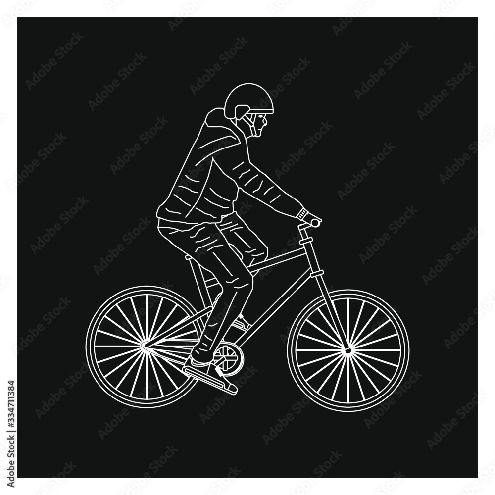 man on bicycle on white background, vector man on bicycle on white background, vector