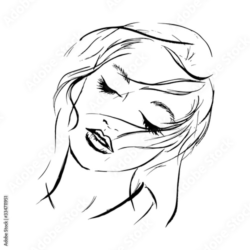 Girl with locks of hair on the face