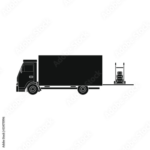 small delivery truck on white background, vector