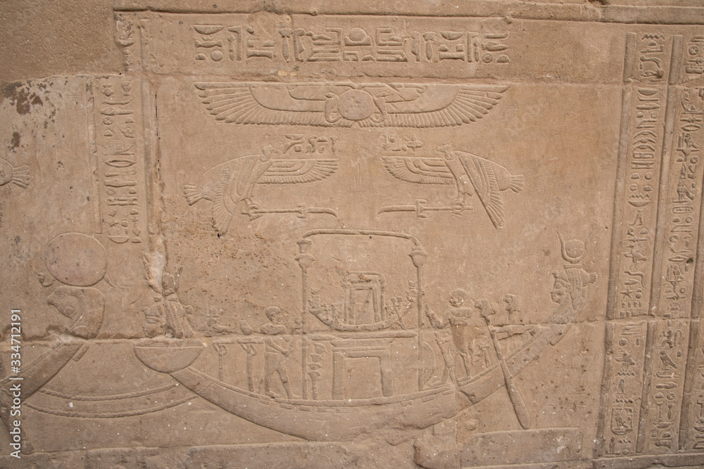 Magnificent and ancient temple of Edfu, located on the western bank of the Nile River in Egypt, Africa, dedicated to the god of the Dioese Horus. Magnificent and ancient temple of Edfu, located on the western bank of the Nile River in Egypt, Africa, dedicated to the god of the Dioese Horus.
