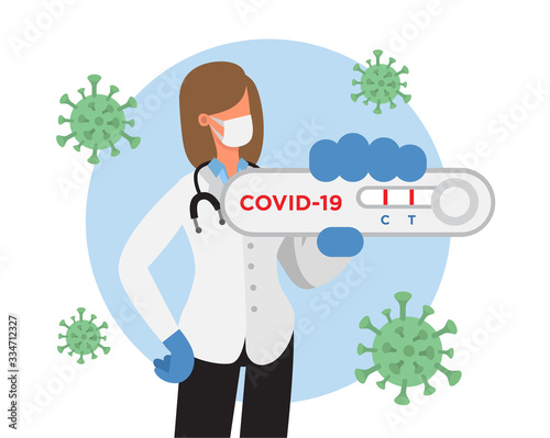 Female doctor showing rapid test for coronavirus