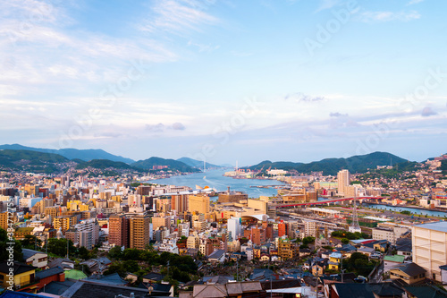 morning view made from a hill in Nagasaki, Japan, with a view over the entire center © Madrugada Verde