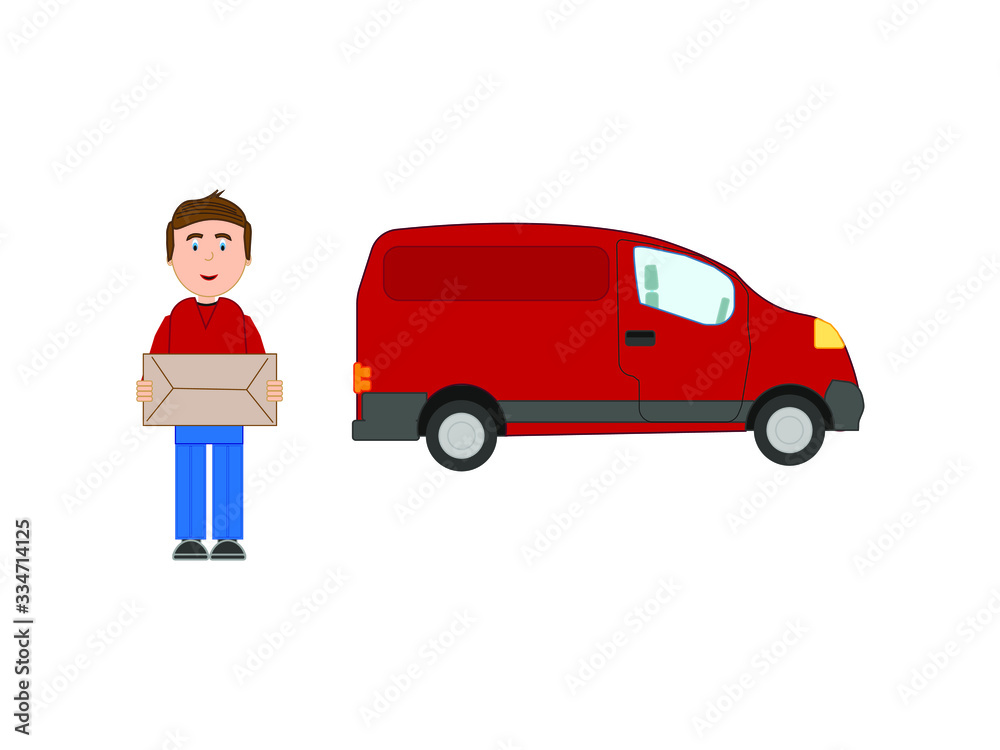 delivery man on white background