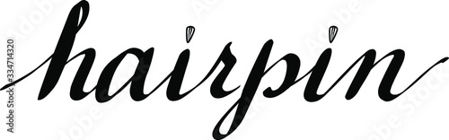 Beautiful inscription of the word hairpin. Lettering of the word hair clip in black.
