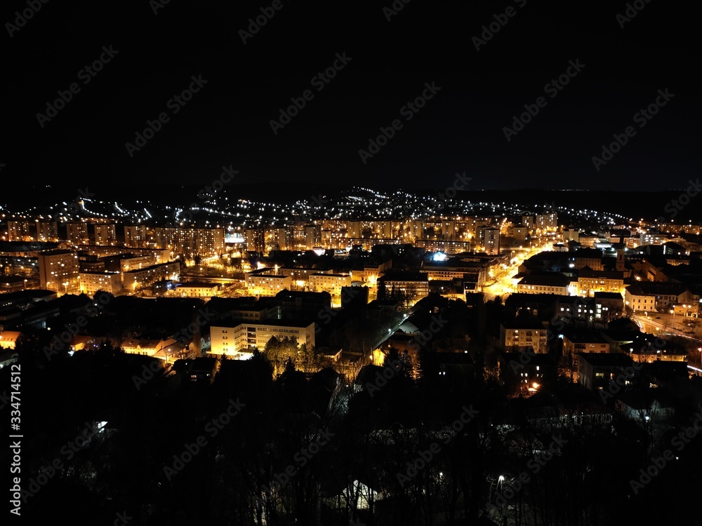Hungary, the city of Miskolc, panorama of the night city.