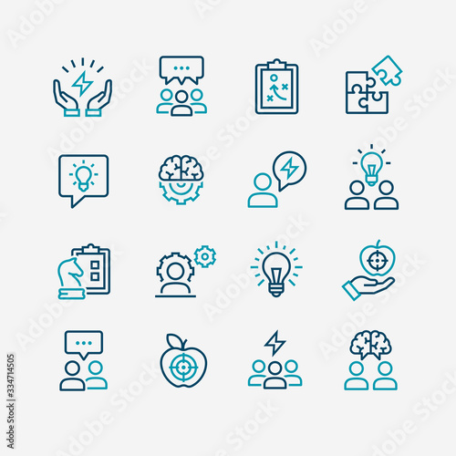 Collection of startup thin line icons