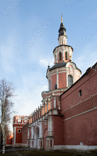 Walls, towers and gate bell tower of the Donskoy Monastery in Moscow