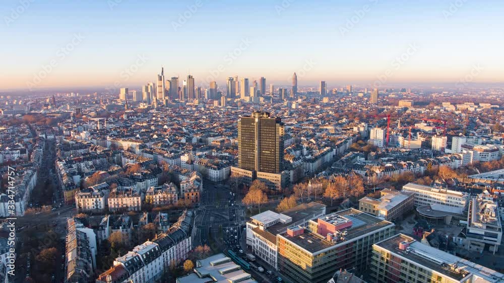 drone shot of frankfurt skyline during sunrise 4