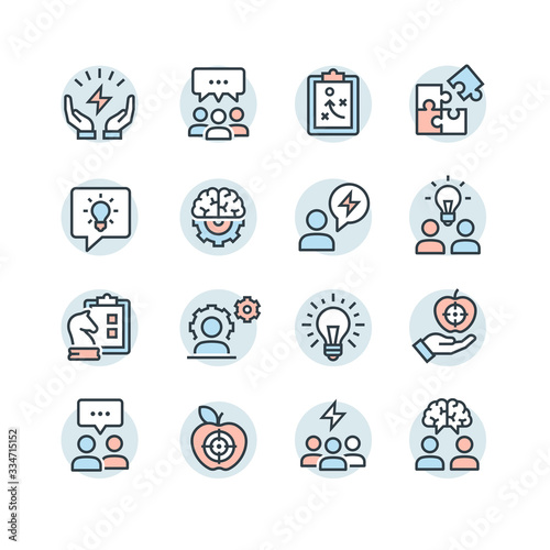Collection of startup thin line icons