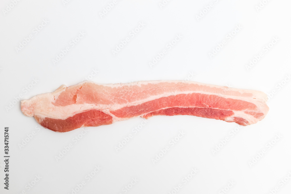 Sliced pork belly on white background Sliced pork belly on white background