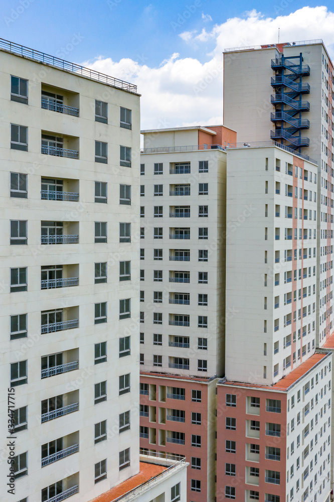 Social housing apartment building blocks in modern city