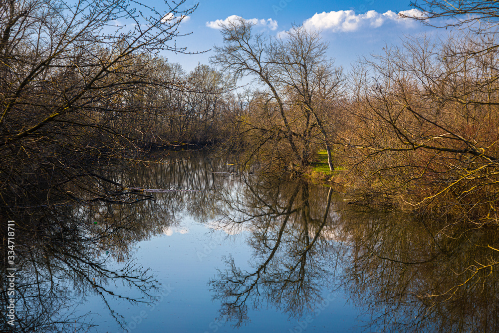 Small Danube river in spring time.