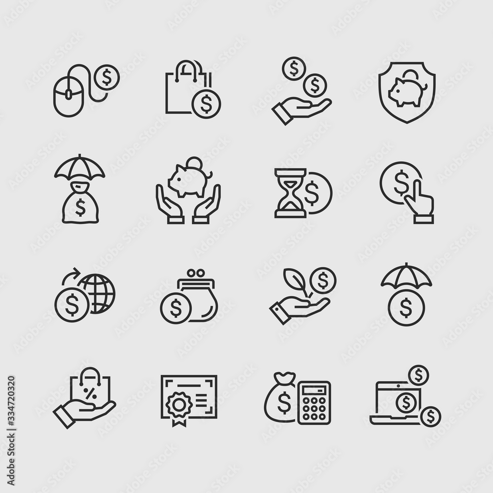 money and finance icon set