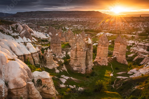 Typical Cappadocian landscape  close   to Goreme. Nevsehir  Anatolia  Turkey